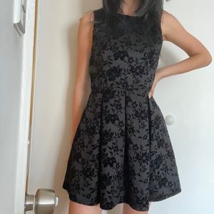Black dress with velvet floral details